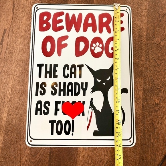 FUNNY Sign, Metal Sign Decor, Beware of Dog, Sign, Nice Condition - Picture 3 of 5